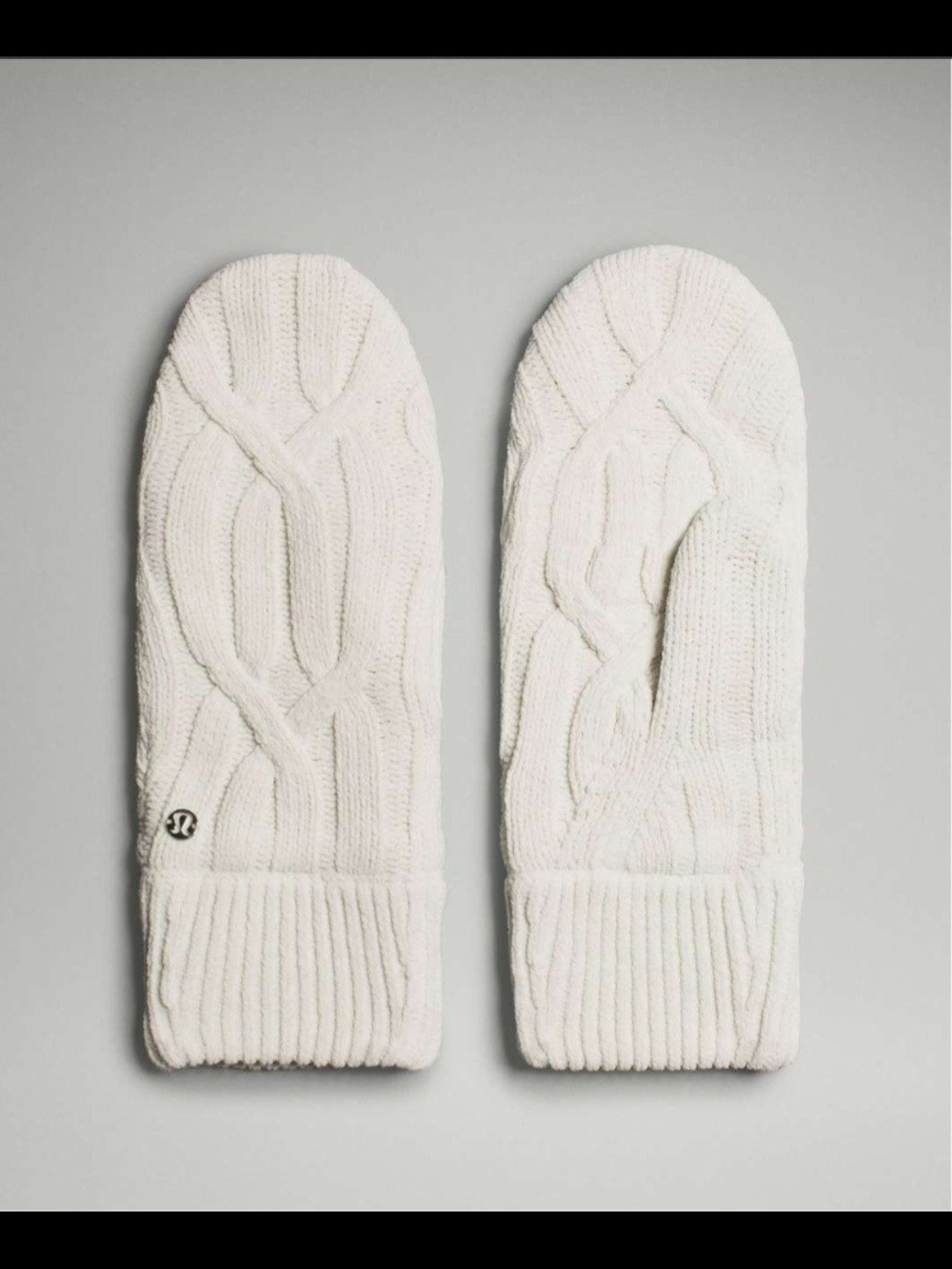 Lululemon Womens Cable-Knit Fleece-Lined Mittens Bone